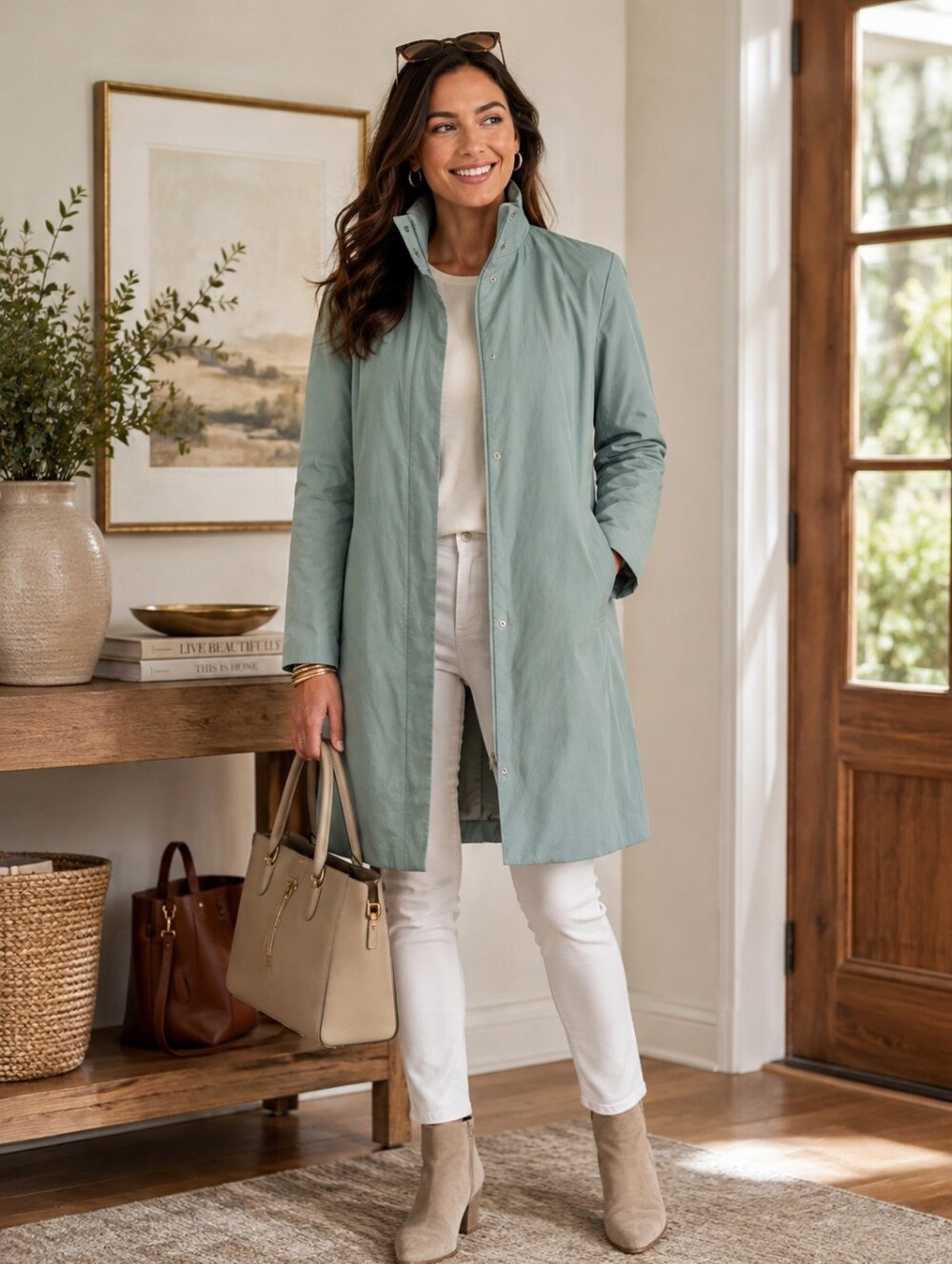 Kenneth Cole Reaction Aqua Blue Lightweight Mid-Season Utility Coat. Size Large